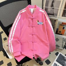 批发实拍~华棉复牛奶丝<b class='q'>韩版</b>宽松潮牌盘扣卫衣中国风男女大码印花外套