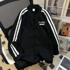 批发实拍~华棉复牛奶丝<b class='q'>韩版</b>宽松潮牌盘扣卫衣中国风男女大码印花外套