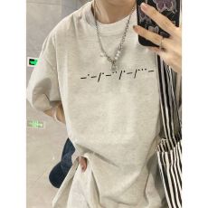 批发精梳纯棉230克 韩版宽松落肩印花短袖T恤夏季上衣设计感小众<b class='q'>街头</b>