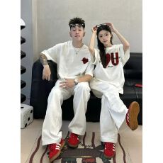 批发精梳纯棉230克 韩版宽松落肩印花短袖T恤夏季上衣设计感小众<b class='q'>街头</b>