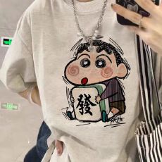 批发精梳纯棉230克 韩版宽松落肩印花短袖T恤夏季上衣设计感小众<b class='q'>街头</b>