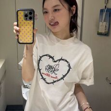 批发精梳纯棉230克 韩版宽松落肩印花短袖T恤夏季上衣设计感小众<b class='q'>街头</b>