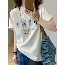 批发精梳纯棉230克 韩版宽松落肩印花短袖T恤夏季上衣设计感小众<b class='q'>街头</b>