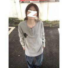 批发后包领2026春<b class='q'>秋装</b>新款韩版纯棉刺绣十字架纽扣女宽松长袖T恤<b class='q'>大码</b>