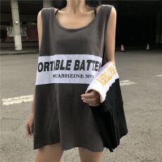 批发实拍2026新款韩版<b class='q'>运动</b>背心无袖t恤女夏季设计感小众外穿宽松上衣