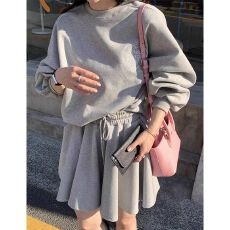 批发<b class='q'>韩国</b>chic春秋复古甜美刺绣字母印花长袖<b class='q'>卫衣</b>+百搭半身裙裤裙套装