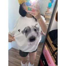 批发精梳纯棉230克韩版纯棉宽松落肩印花短袖T恤夏上衣设计感小众<b class='q'>街头</b>