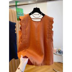 批发外贸原版 大码<b class='q'>欧美</b>高端无袖上衣<b class='q'>女</b>夏2026新款韩版宽松麻料小飞袖