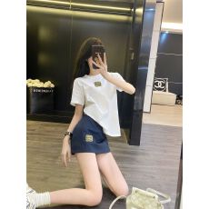 批发纯棉韩系学院风刺绣圆领字母短袖T恤女夏季高级感半身裙时尚套<b class='q'>装</b>