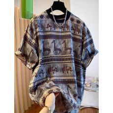 批发原版大码 韩版欧美<b class='q'>高端</b>2026夏季潮牌新款晕染麋鹿短袖T恤女上衣