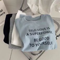 批发韩系简约字母印花短袖女20256夏季宽松百搭纯棉T恤基础款打底衫潮