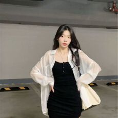 批发垂感不皱<b class='q'>雪纺</b>防晒衫女夏天透气百搭衬衣遮阳外搭盖臀部薄衬衫外套