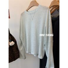 批发胖mm<b class='q'>大码</b><b class='q'>女装</b><b class='q'>韩版</b>韩系时尚遮肉蝙蝠袖条纹T恤女2026夏季薄款上衣
