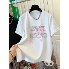 批发实拍 大码<b class='q'>女装</b>潮牌棉满天星爆款休闲短袖t恤女夏季上衣胖mm300斤