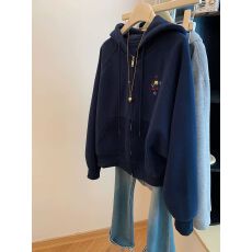 批发大码华棉复合牛奶丝<b class='q'>韩版</b>刺绣连帽卫衣女秋拉链外套上衣300斤胖mm