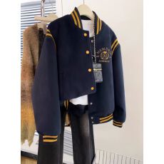 批发藏青色加厚棒球服外套<b class='q'>女</b>秋冬冬季2026新款美式复古夹克<b class='q'>开衫</b>上衣冬
