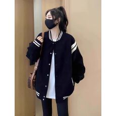 批发<b class='q'>韩版</b>撞色拼接棒球服外套女春秋小众百搭情侣学院风休闲夹克上衣潮