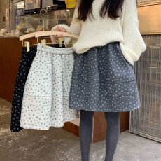 批发外贸 毛呢面料 韩系碎花<b class='q'>裙</b>短<b class='q'>裙</b>半身<b class='q'>裙</b>女秋冬季花苞<b class='q'>裙</b>A字<b class='q'>裙</b><b class='q'>伞</b><b class='q'>裙</b>子