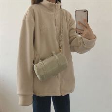 批发chic巨暖加厚奥利绒刺绣高领拉链卫衣<b class='q'>开衫</b>女冬保暖绒衫摇粒绒外套