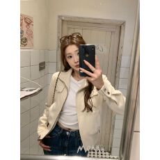 批发复古鹿皮绒立领长袖夹克<b class='q'>外套</b>女秋季美式机车服宽松设计感气质上衣