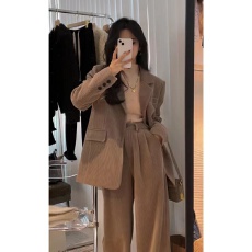 批发灯芯绒<b class='q'>西装</b>外套阔腿裤<b class='q'>两件</b>套休闲时尚高级感<b class='q'>女</b>装盐系穿搭显瘦气质