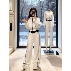 批发设计感时尚气质立领撞色拉链短款外套女秋季宽松休闲阔腿<b class='q'>裤</b><b class='q'>两件套</b>