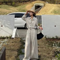 批发老钱风高端衬衫套装女2026春季气质轻奢通勤高腰休闲裤显瘦两件套