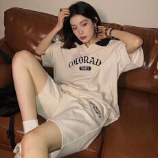 批发时尚洋气运动<b class='q'>套装</b>女夏季学生韩版宽松polo短袖<b class='q'>短裤</b>休闲两件套跑步