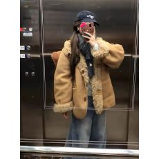 批发巨好看的初冬皮毛一体两面穿羊羔毛外套女秋冬2025新款加厚机车服