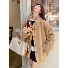 批发氛围感俏皮软糯两面穿百搭外套2025冬季慵懒风毛茸茸皮毛一体外套