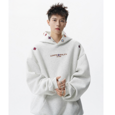 330g纯棉 加绒薄款 刺绣 后包 刺绣字母连帽卫衣学生男女