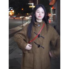 批发高级感小个子呢子大衣女冬2025年韩版气质宽松中长款过膝毛呢外套
