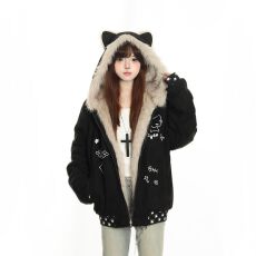 批发座山雕冬季刺绣可爱猫咪加厚保暖<b class='q'>外套</b>女<b class='q'>情侣</b><b class='q'>棉服</b>棉衣2025新款