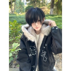 批发2025新款座山雕冬季刺绣可爱猫咪加厚保暖<b class='q'>外套</b>女情侣棉服棉衣<b class='q'>上装</b>