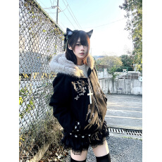 批发新品潮牌原创美式冬季猫咪刺绣座山雕加厚保暖棉衣棉服女装外套衫