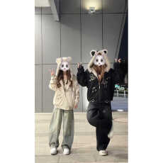 宽松型拉链式开衫款刺绣设计感高质量常规款加绒加厚连帽衫外套潮