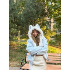 批发韩系复古猫耳朵座山雕棉服女秋冬外套宽松保暖加绒加厚款女装冬装