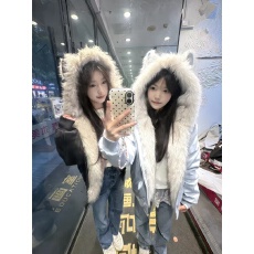 批发超好看流行复古猫耳朵座山雕棉服女秋冬外套宽松版型舒适女装上衣