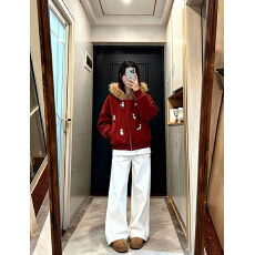 批发420g纯棉加绒 毛领可拆卸 双拉链头 刺绣 酒红色<b class='q'>女装</b>毛领<b class='q'>外套</b>上衣