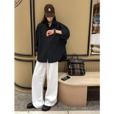 批发黑色<b class='q'>衬衫</b>女oversize2026春夏新款宽松休闲<b class='q'>男</b>友风<b class='q'>衬衣</b>长袖防晒上衣