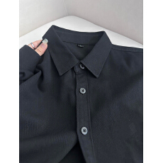 批发黑色廓型<b class='q'>长袖</b>衬衫女2025新款春夏薄款宽松简约设计感衬衣高端外套