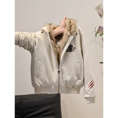 批发夹棉 麂皮绒 原版面料  2025秋冬保暖常规款拉链式高级感宽松上衣