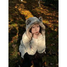 批发夹棉 麂皮绒 原版面料  2025款百搭超好看杏色拉链式加厚棉衣棉服