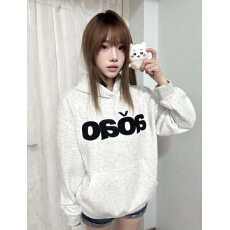 批发高质量/袖子有拉链/刺绣/后包330g纯棉复合 白灰色流行常规百搭款