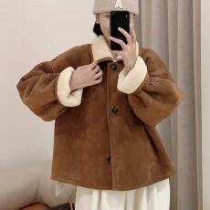 批发羊羔毛外套女秋冬<b class='q'>新款</b>复古加厚宽松款超好看加绒保暖流行时髦上衣