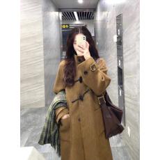 批发立领复古牛角扣大衣女秋冬季<b class='q'>大码</b>超好看中长款长袖韩系外套上衣潮