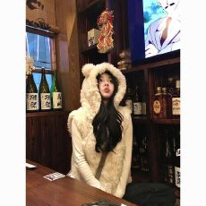 批发2025冬季新款皮毛一体马夹外套马甲百搭款连帽加厚开衫款女生<b class='q'>上衣</b>