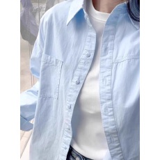 批发春夏季纯棉黄色衬衫通勤穿搭2026新款<b class='q'>女</b>薄款长袖衬衣外套防晒上衣