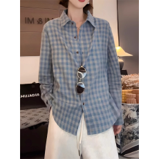 批发加厚磨毛保暖格子衬衫女秋冬季大码胖MM时尚减龄宽松显瘦长袖上衣