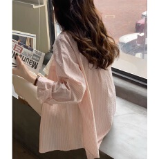 纯棉色织条衬衫女春天季2026新款上衣宽松港味长袖厚款衬衣